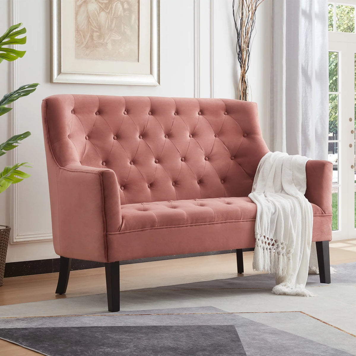 Pink Velvet Loveseat Sofa H6297