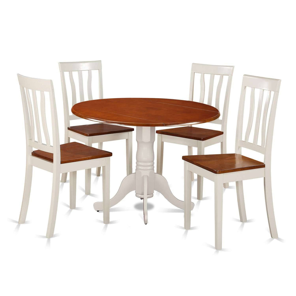 5 Pcs Dining Set with 4 Wood Chairs in Buttermilk Y904