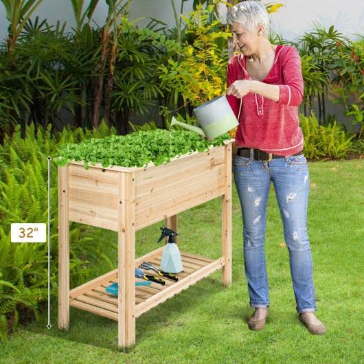 Raised Garden Bed with Storage Shelf Y89585