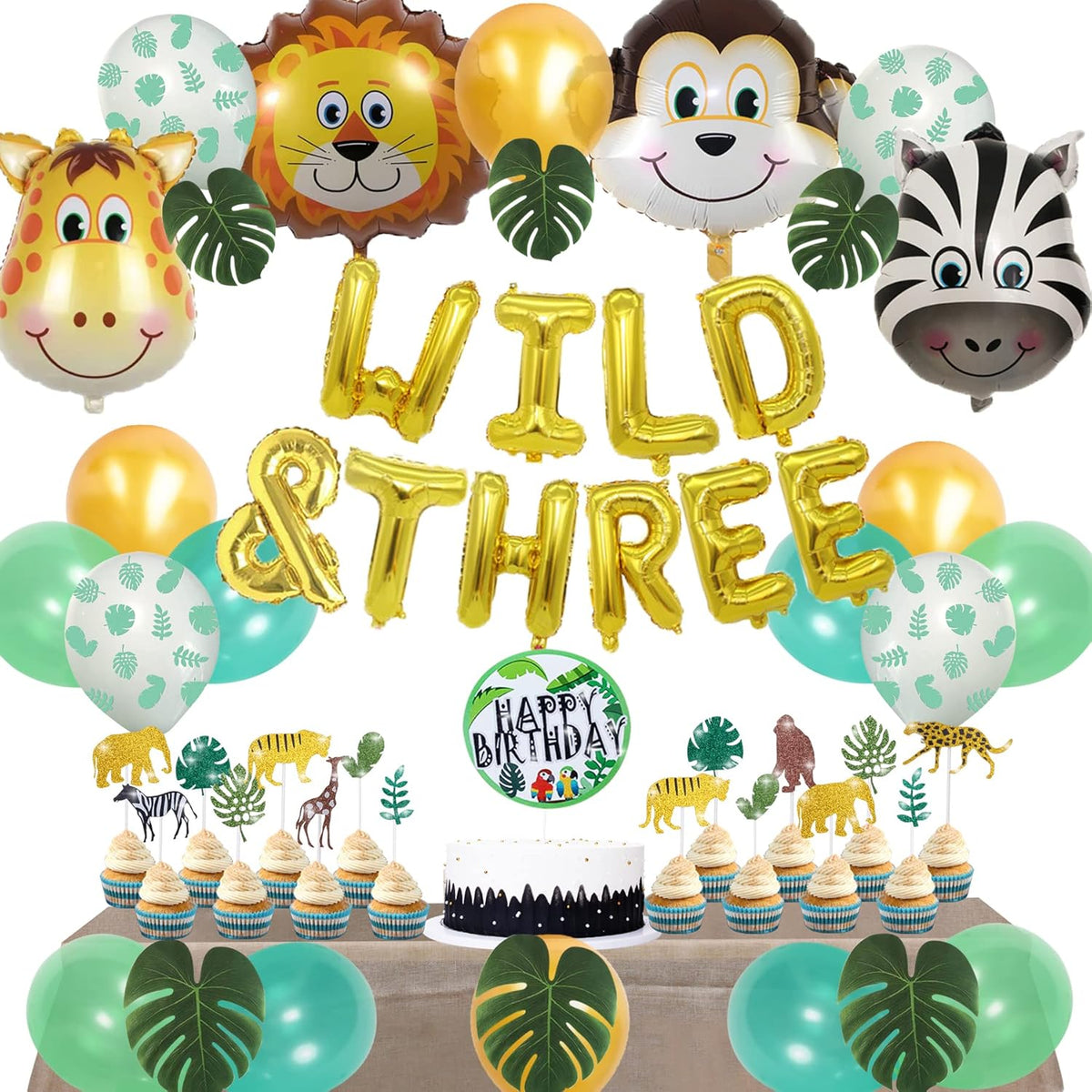 Safari Cake Topper and Cupcake Toppers V477