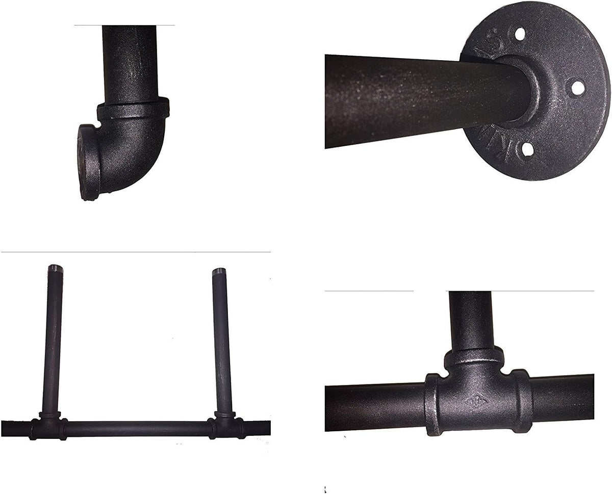 Industrial Retro Wall Mount Iron Pipe Shelf, DIY Open Bookshelf (2Pcs) R7554