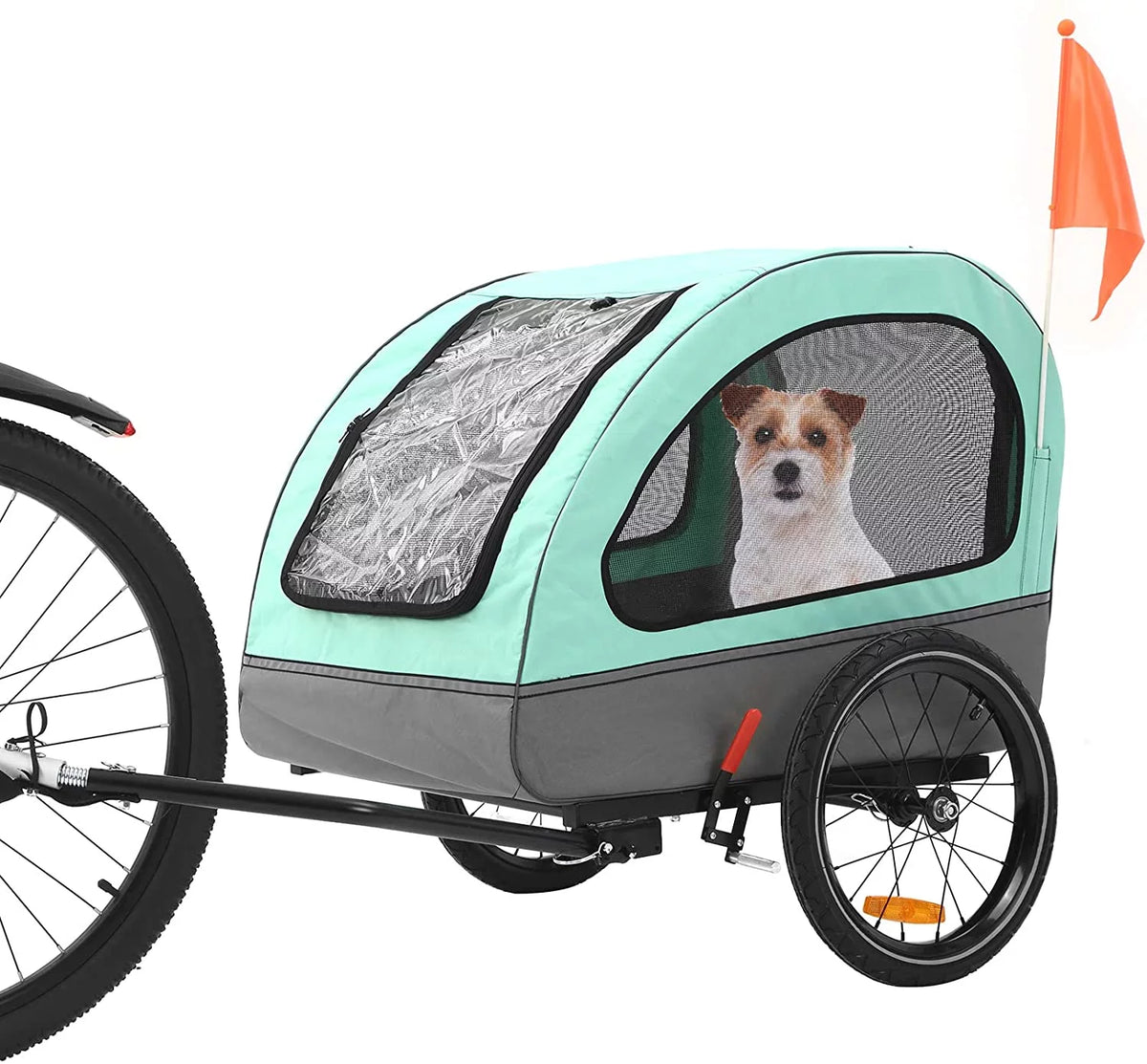 Foldable Dog Bike Trailer with Rear Entrance for Small and Medium Pets Under 88 lbs, Green T22987