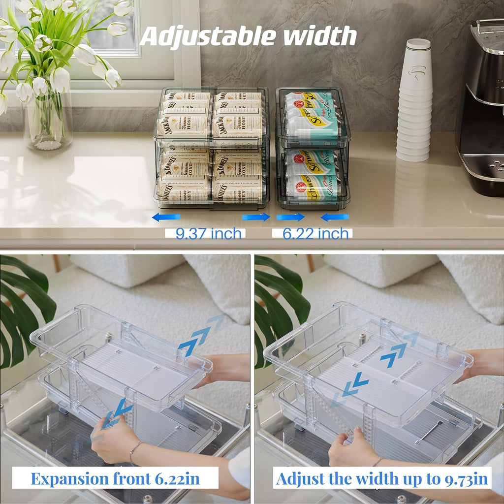 2 Pcs Clear Plastic Beverage Soda Can Organizer for Refrigerator T18039
