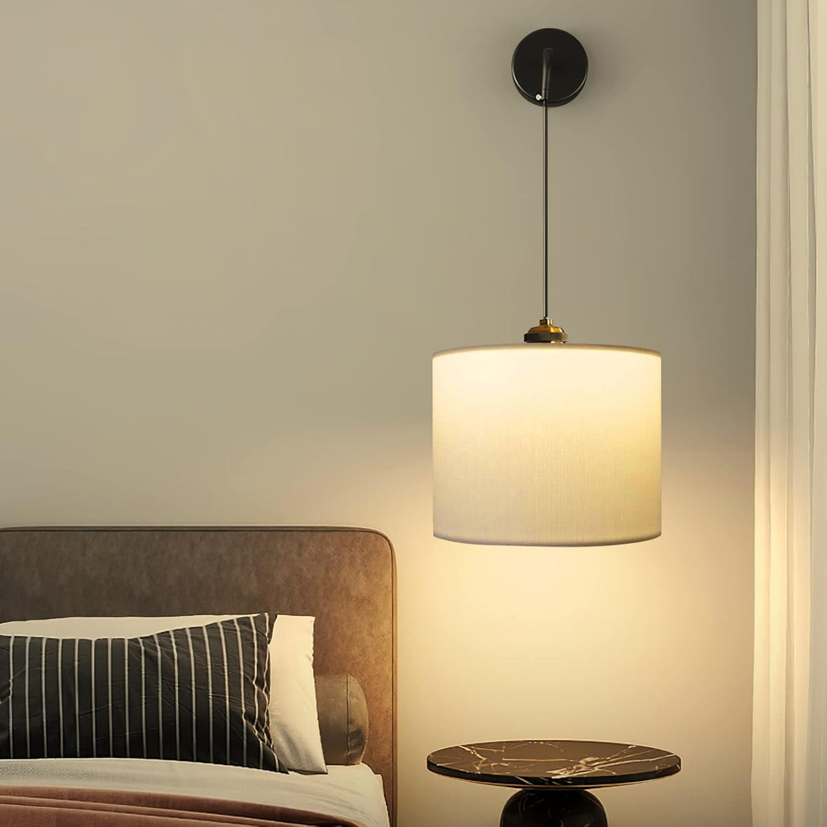 Large White Fabric Linen Lampshade Set of 2 R648296