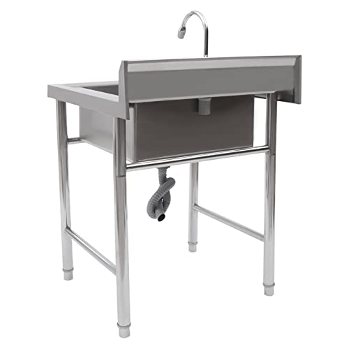 Free Standing Stainless Steel Single Bowl Utility Sink (47.2" W x 19.6" D x 31.5" H) F435