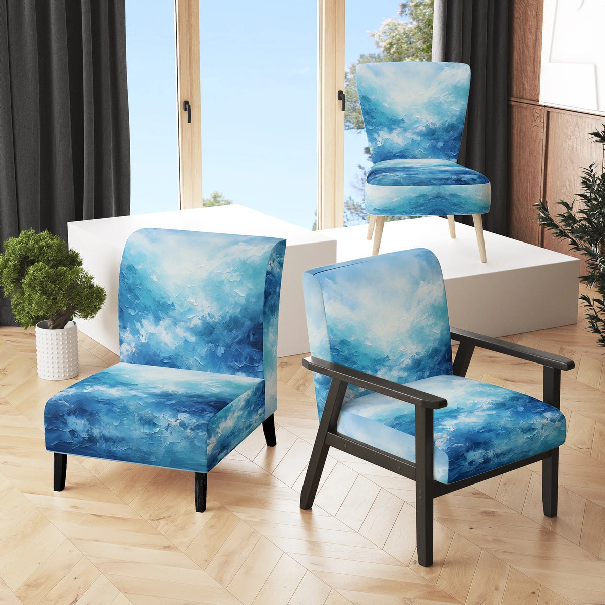 Blue Upholstered Accent Chair B66124