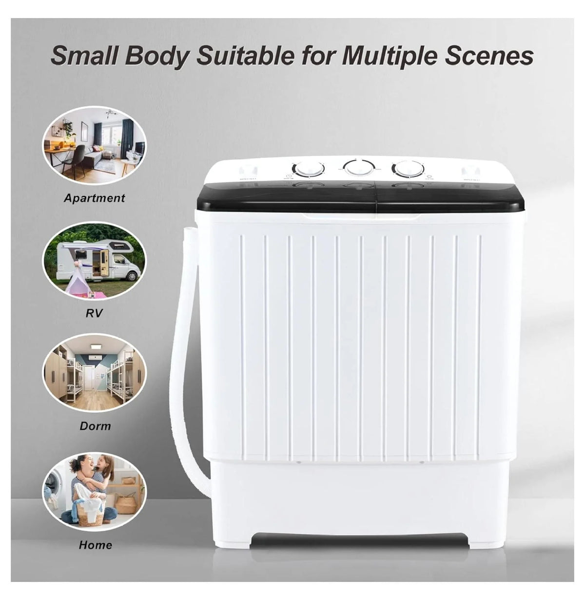 Portable 20lbs Washer and Dryer Combo Black E728