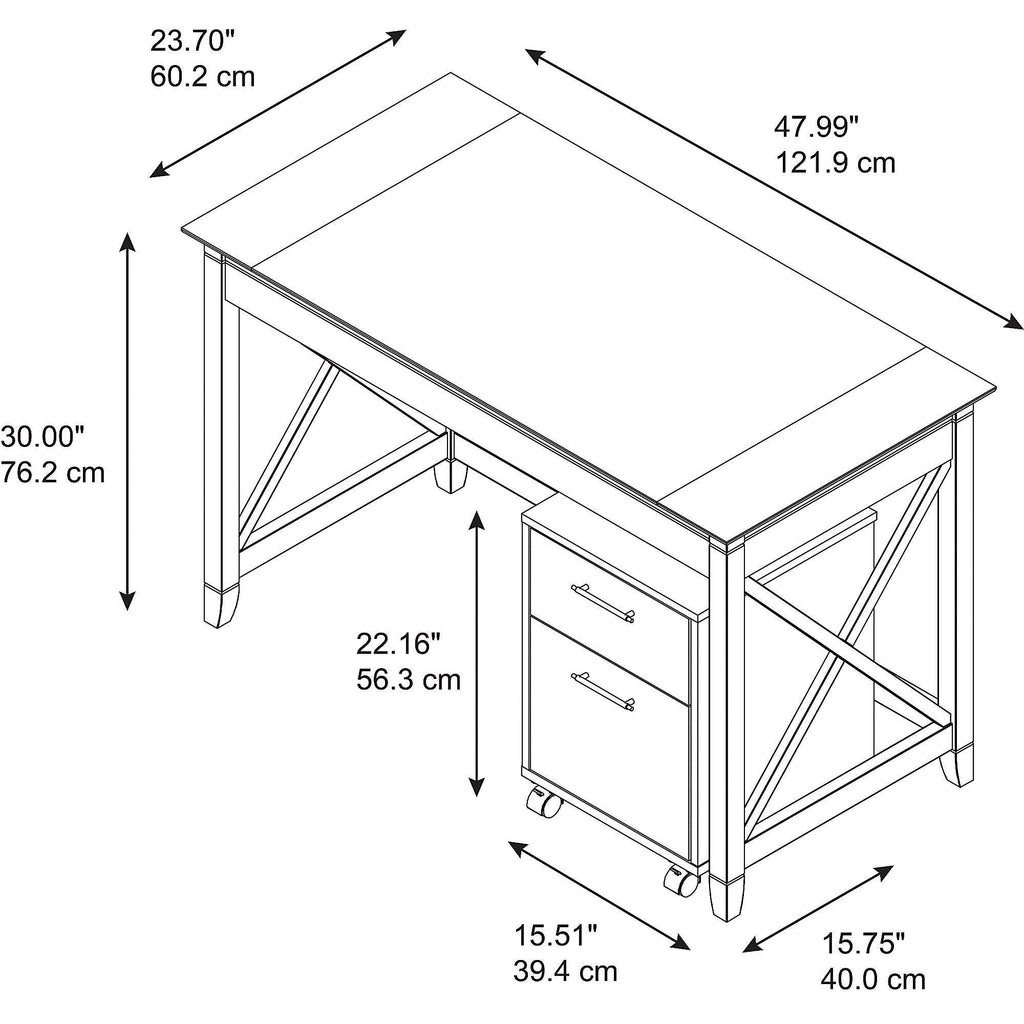48W Writing Desk with 2 Drawer Mobile File Cabinet P816832