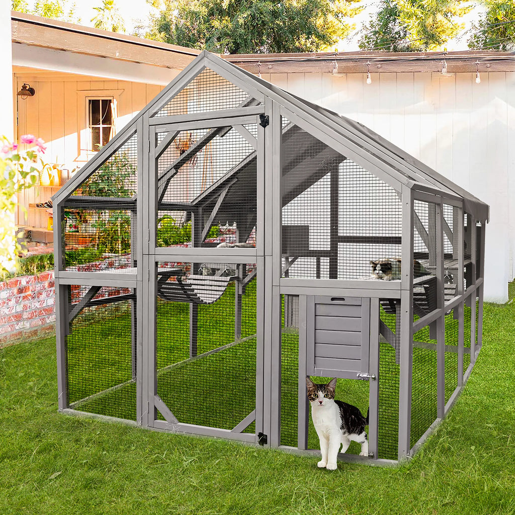110'' Extra Large Wooden Catio Cage with Roof Cover F239