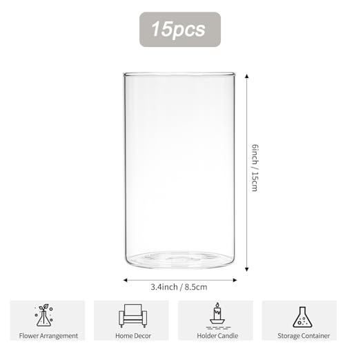 15pcs Clear Glass Cylinder Vases P165