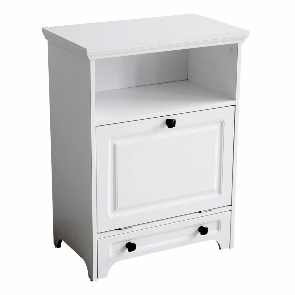 White Pet Feeding Station with Food Storage Cabinet T918391