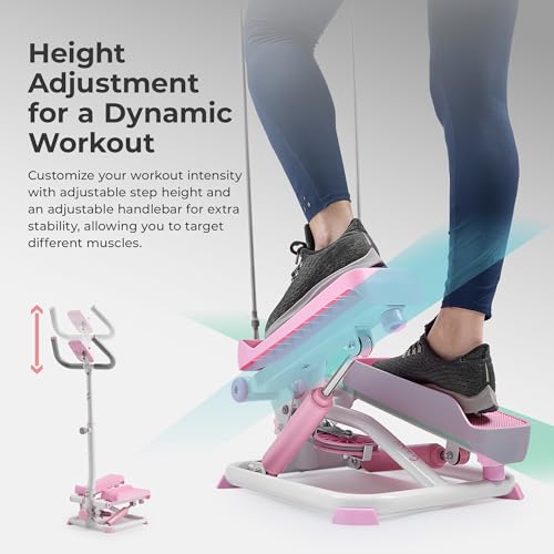 2-in-1 Smart Stepper Machine with Handlebar and Resistance Bands L427531