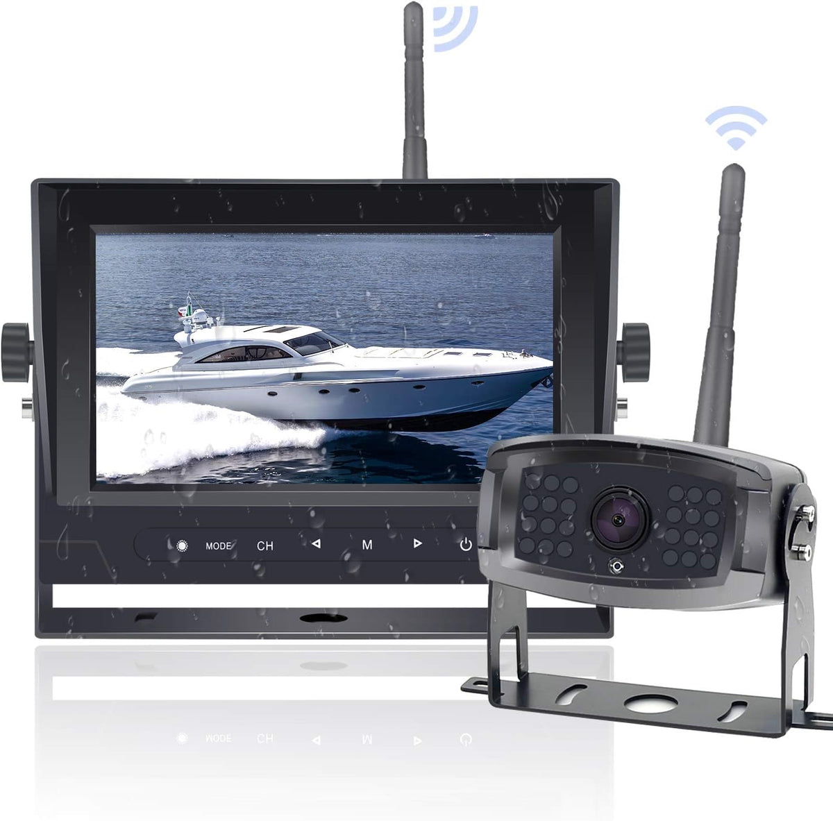 1080P Digital Wireless Rear View Camera with 7'' DVR Monitor IP67 Waterproof F918801