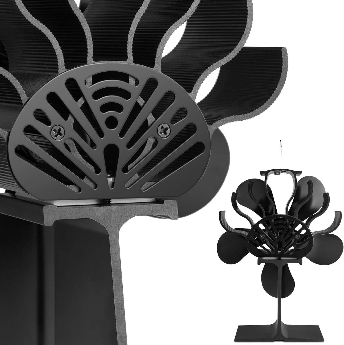 5-Blades Heat Powered Stove Fan with Thermometer Pack of 2 E65844