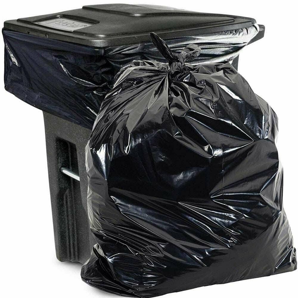 500 Pack Black Poly Heavy Duty Trash Bags 33 Gal V821