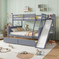 Twin Over Full Wood Bunk Bed with Slide and Storage Drawers H79311