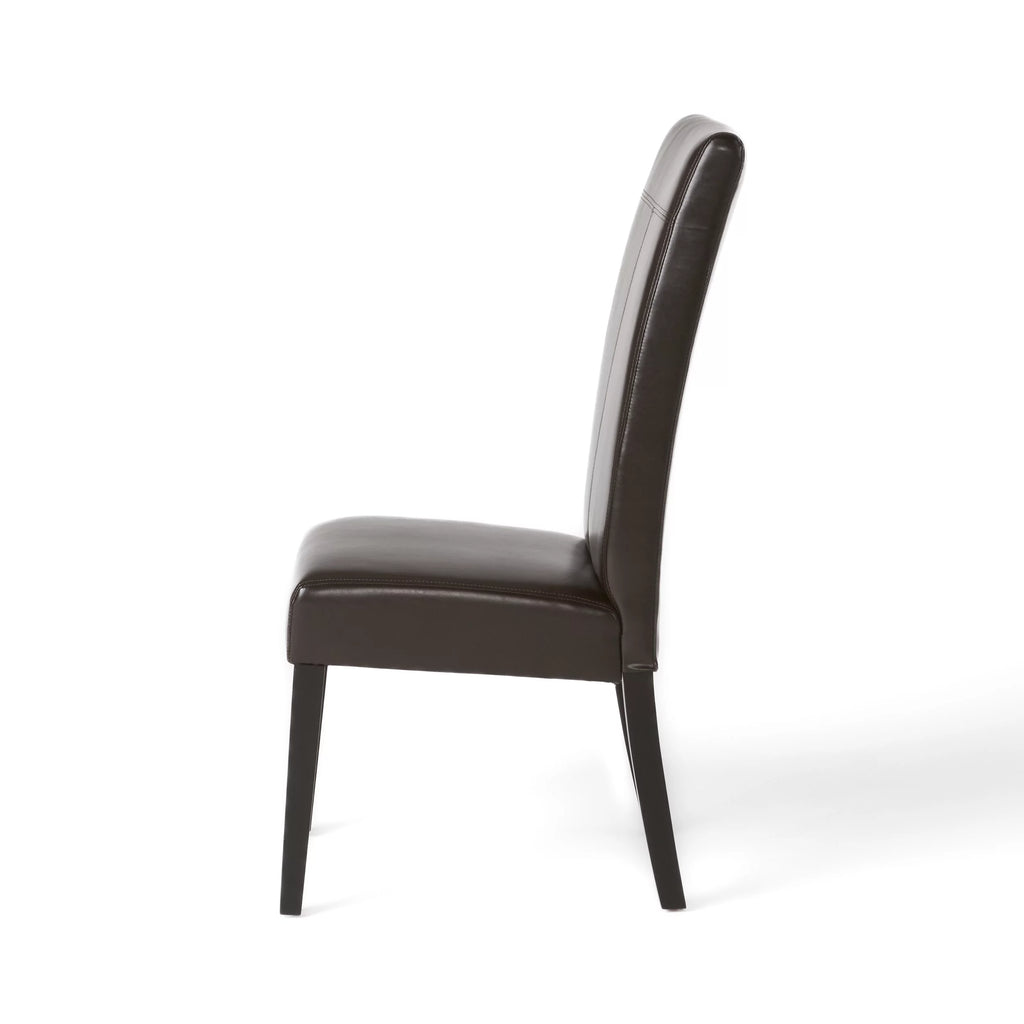 Brown Faux Leather Dining Chairs Set of 2 E837