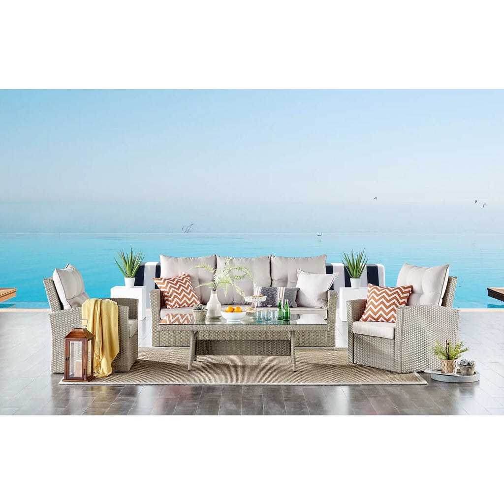 Wicker Outdoor Sofa with Cushions E13633
