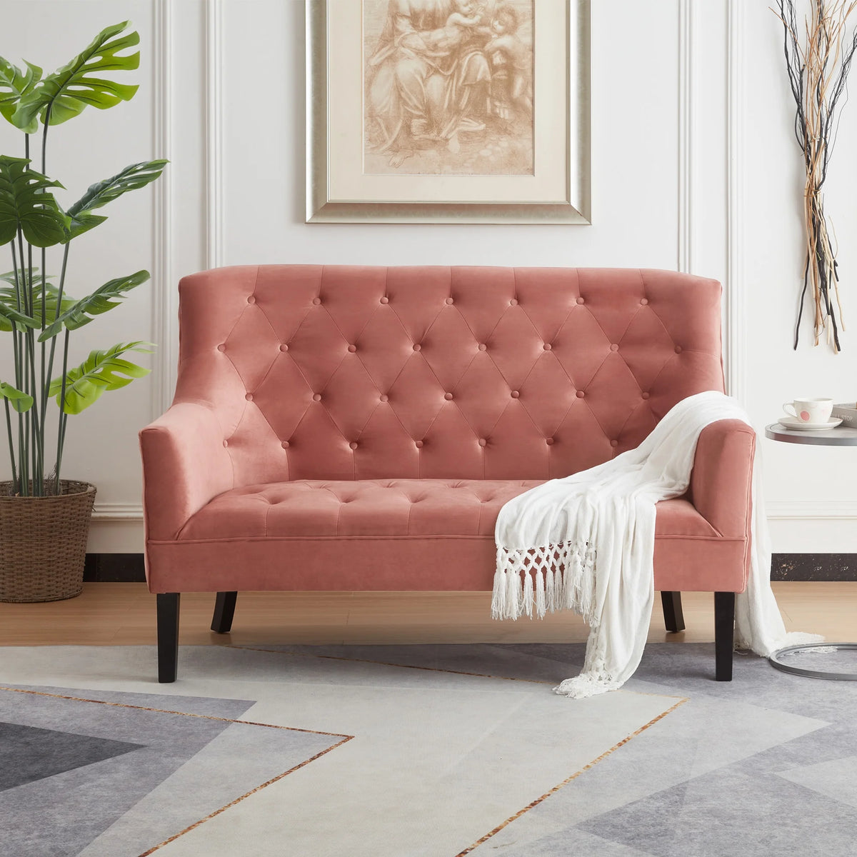 Pink Velvet Loveseat Sofa H6297
