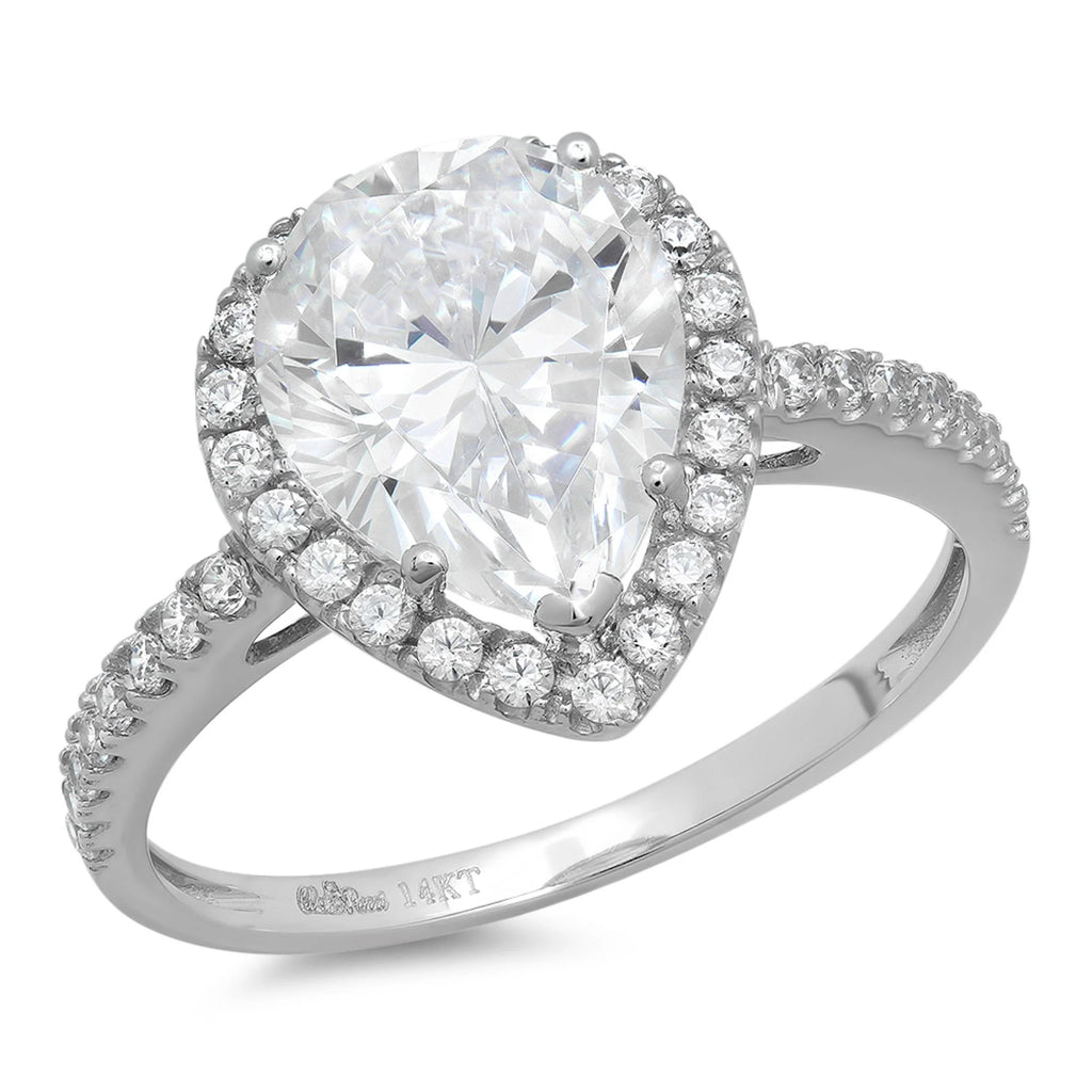 18K White Gold Halo Engagement Ring T856