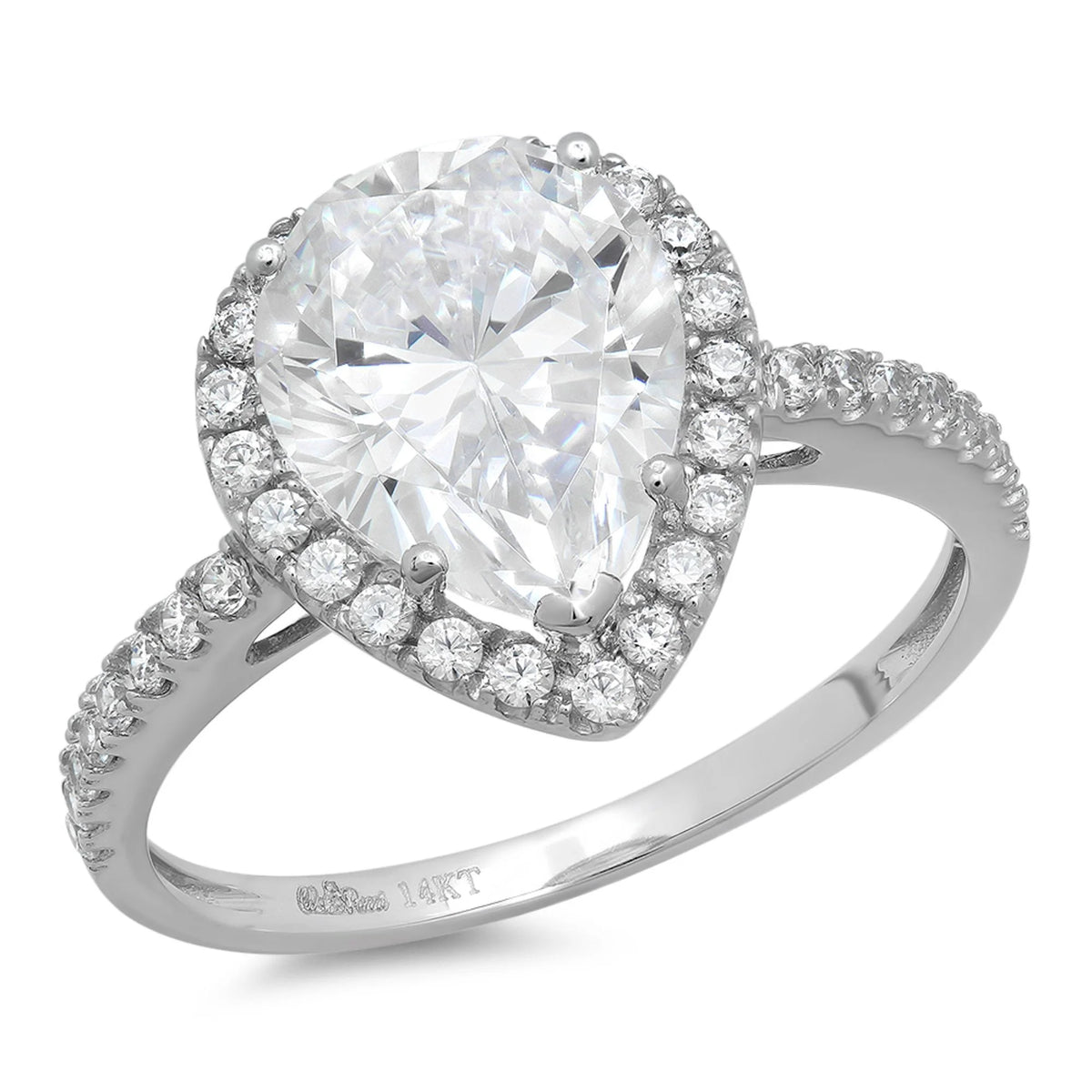 18K White Gold Halo Engagement Ring T856