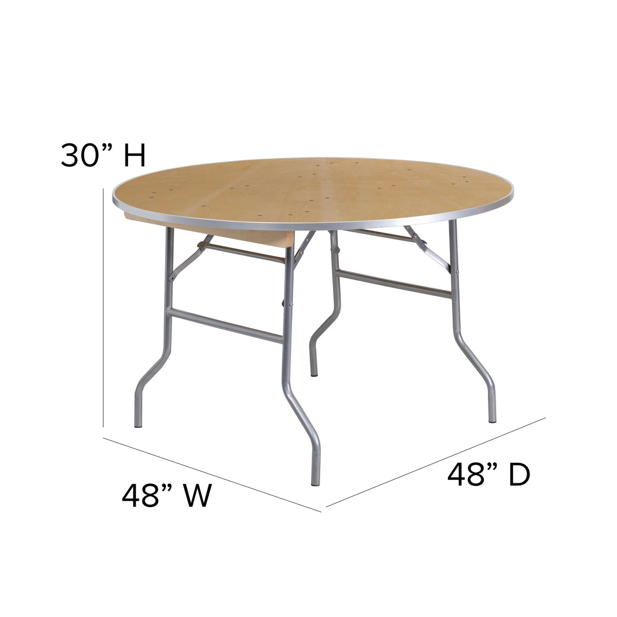 4-Foot Round Heavy Duty Birchwood Folding Banquet Table Y65661