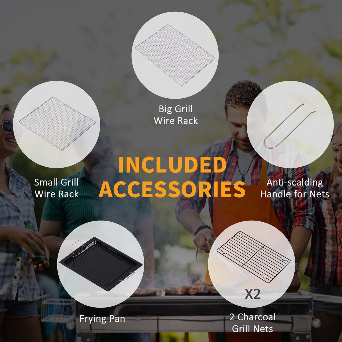 Portable Folding Charcoal BBQ Grill Stainless Steel B8764