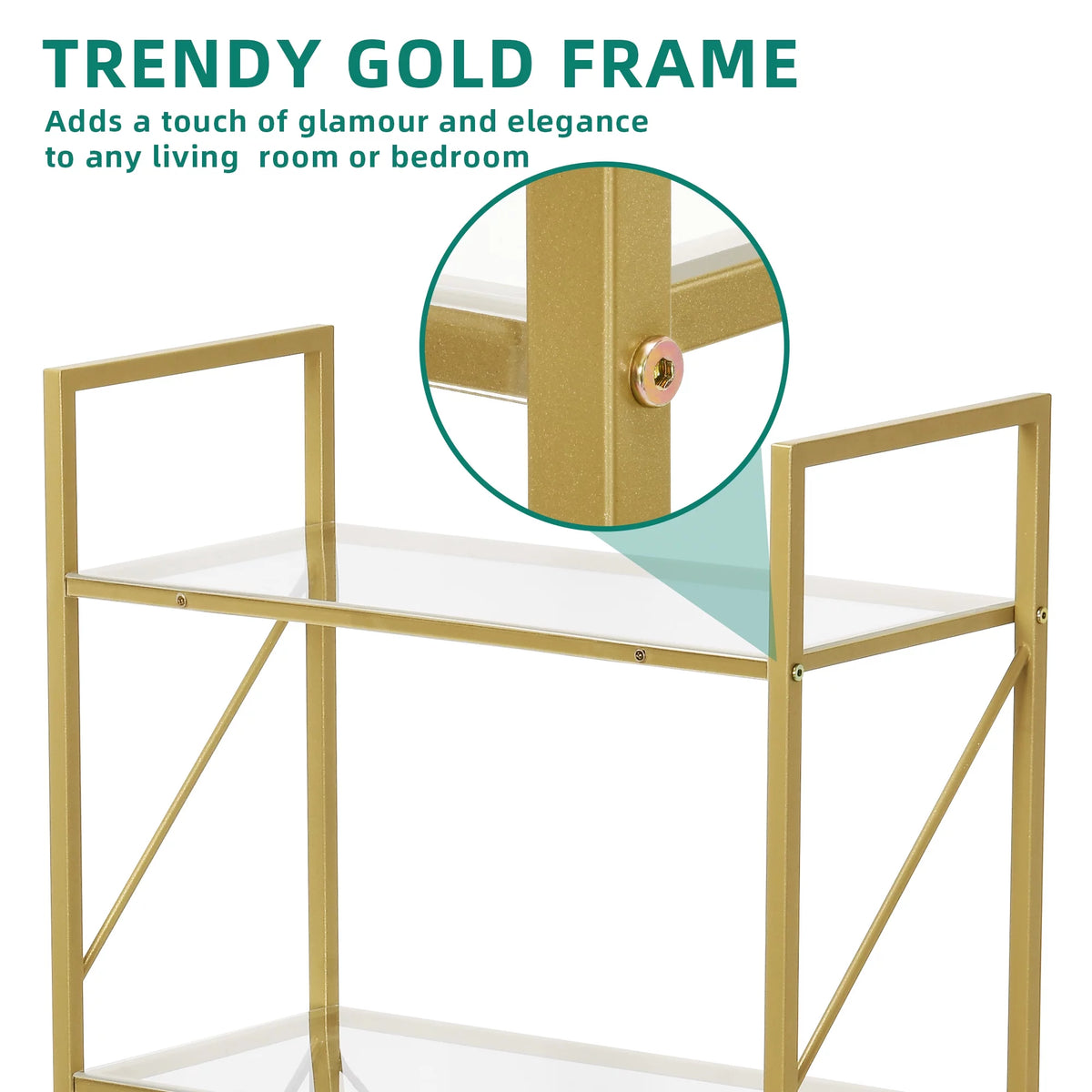 5-Tier Gold Bookshelf with Metal Frame R11021