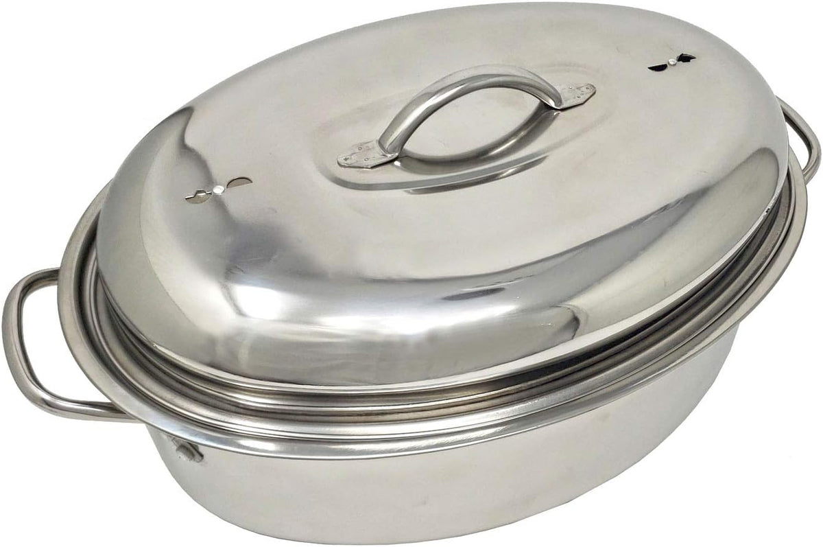 Stainless Steel Oval Roaster with Wire Rack and High Dome I515766