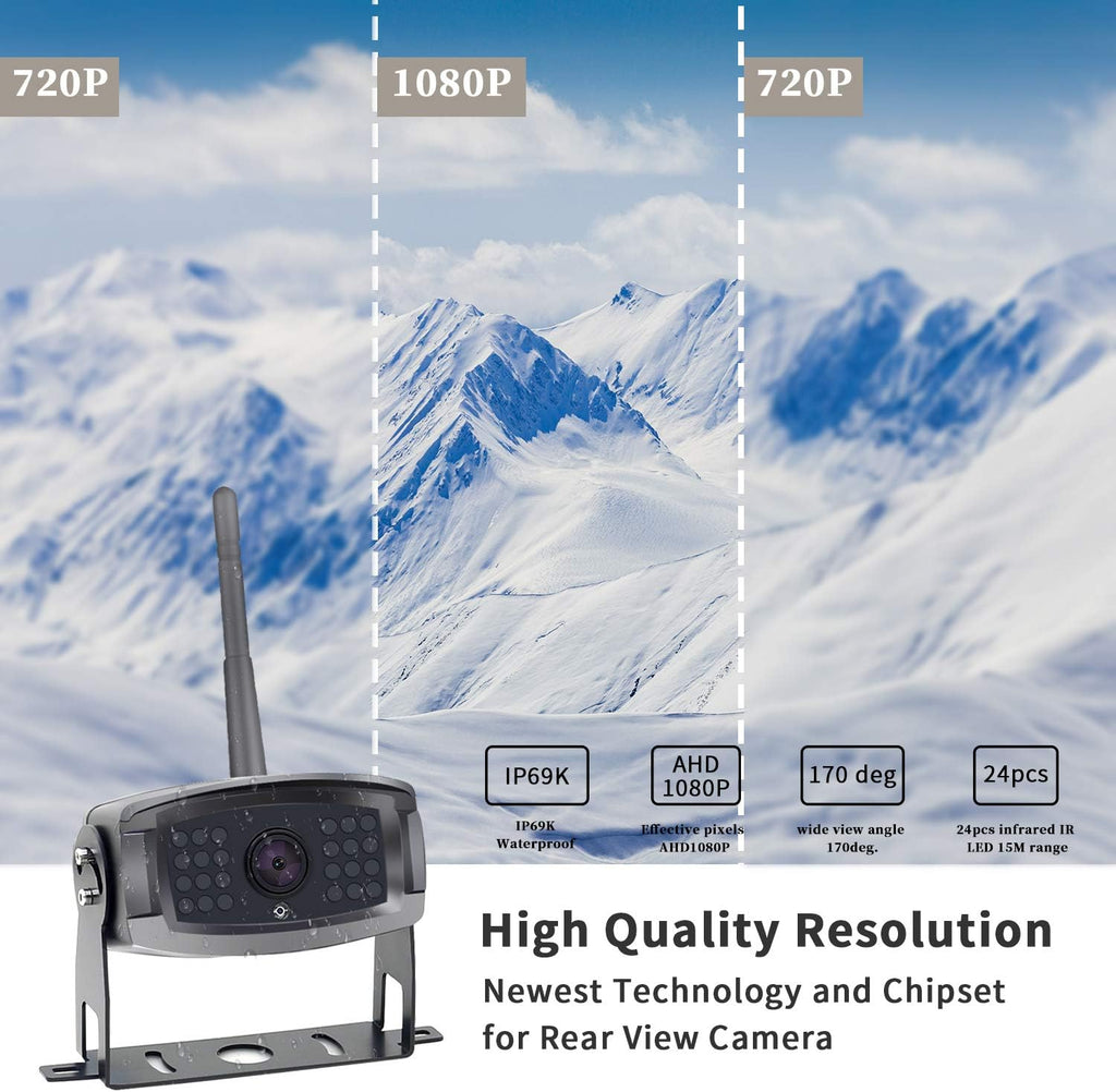 1080P Digital Wireless Rear View Camera with 7'' DVR Monitor IP67 Waterproof F918801