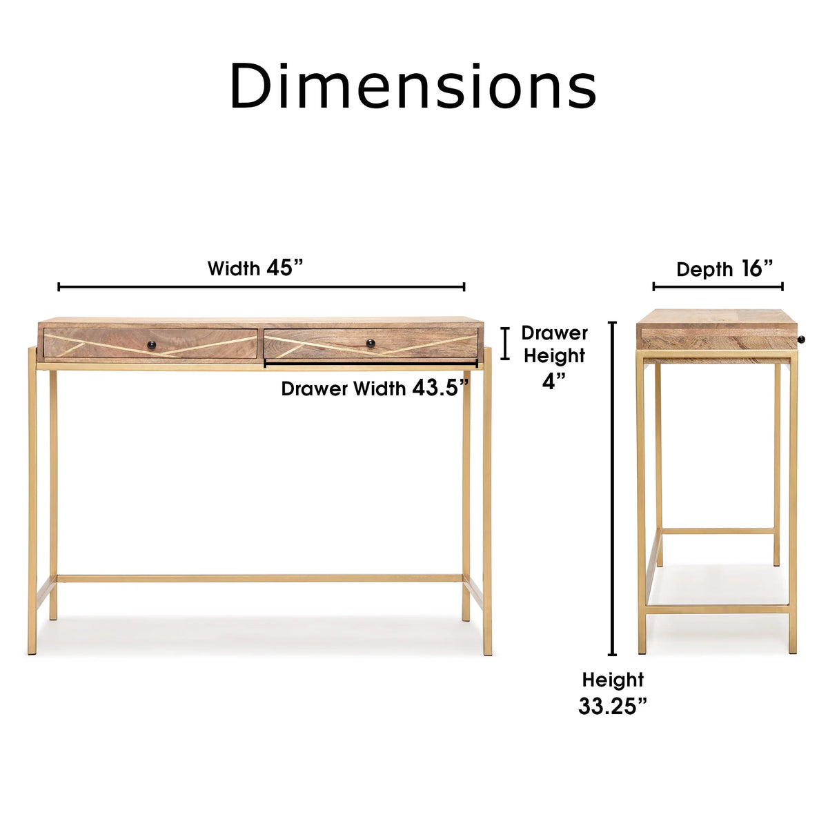 Solid Wood Console Table with 2 Drawers W667403
