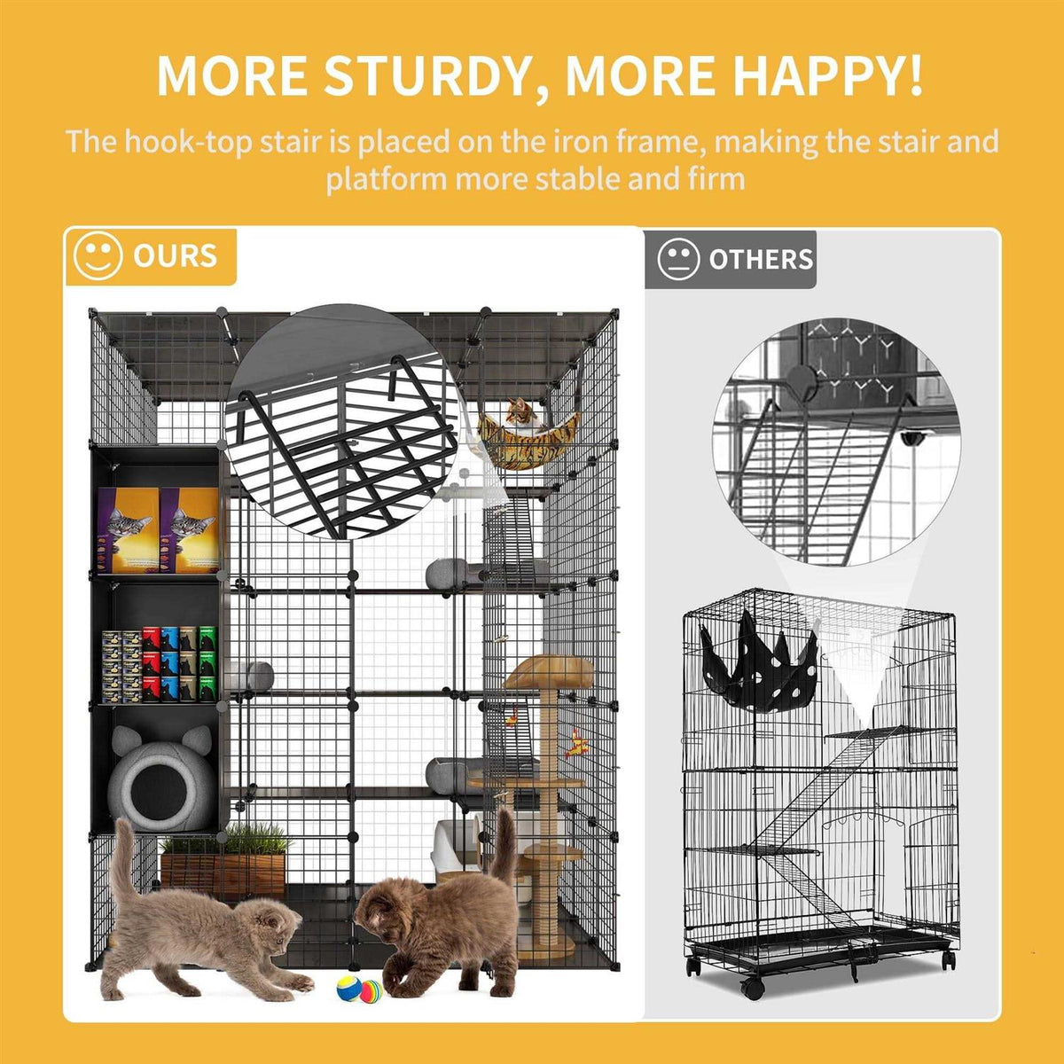 5-Tier Metal Cat Cage with Cube Storage D41101
