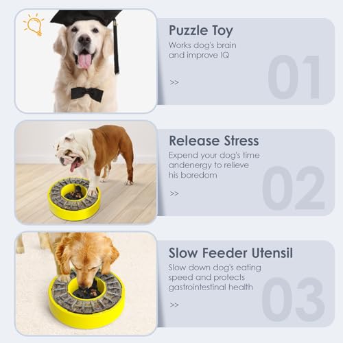 Yellow Dog Puzzle Slow Feeder Bowl S4028