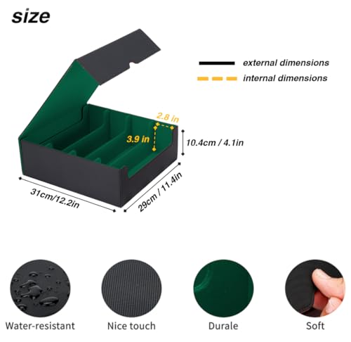 Card Storage Box with 24 Colorful Divider Tabs, Black and Grey L629