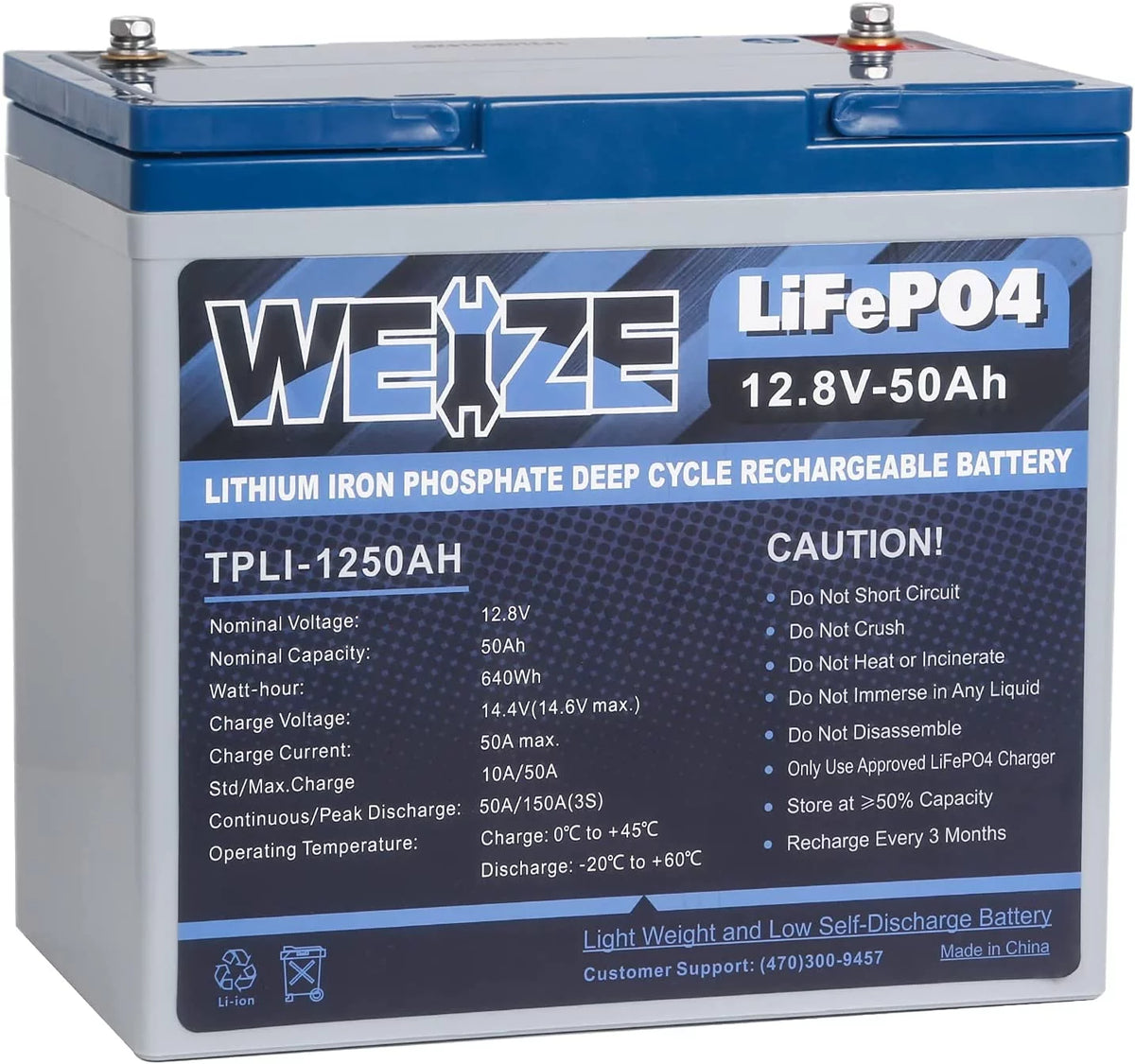 12V 50Ah LiFePO4 Lithium Battery K194