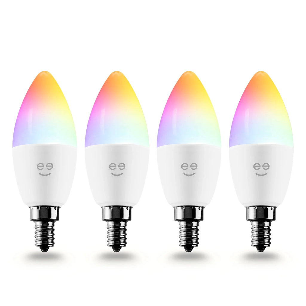Wi-Fi LED Smart Bulb, 4W, E12 Base, Tunable and Dimmable RGB Bulb (4 Pack) R77720