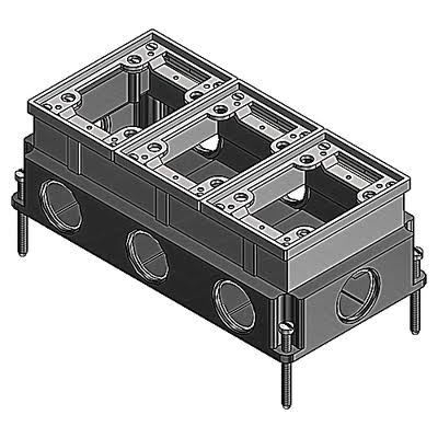 3 Gang Cast Iron Deep Floor Box Brass Trim Q5287
