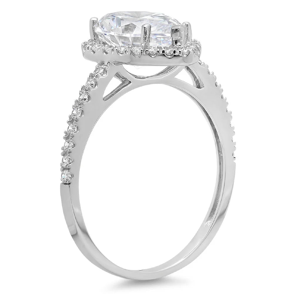 18K White Gold Halo Engagement Ring T856