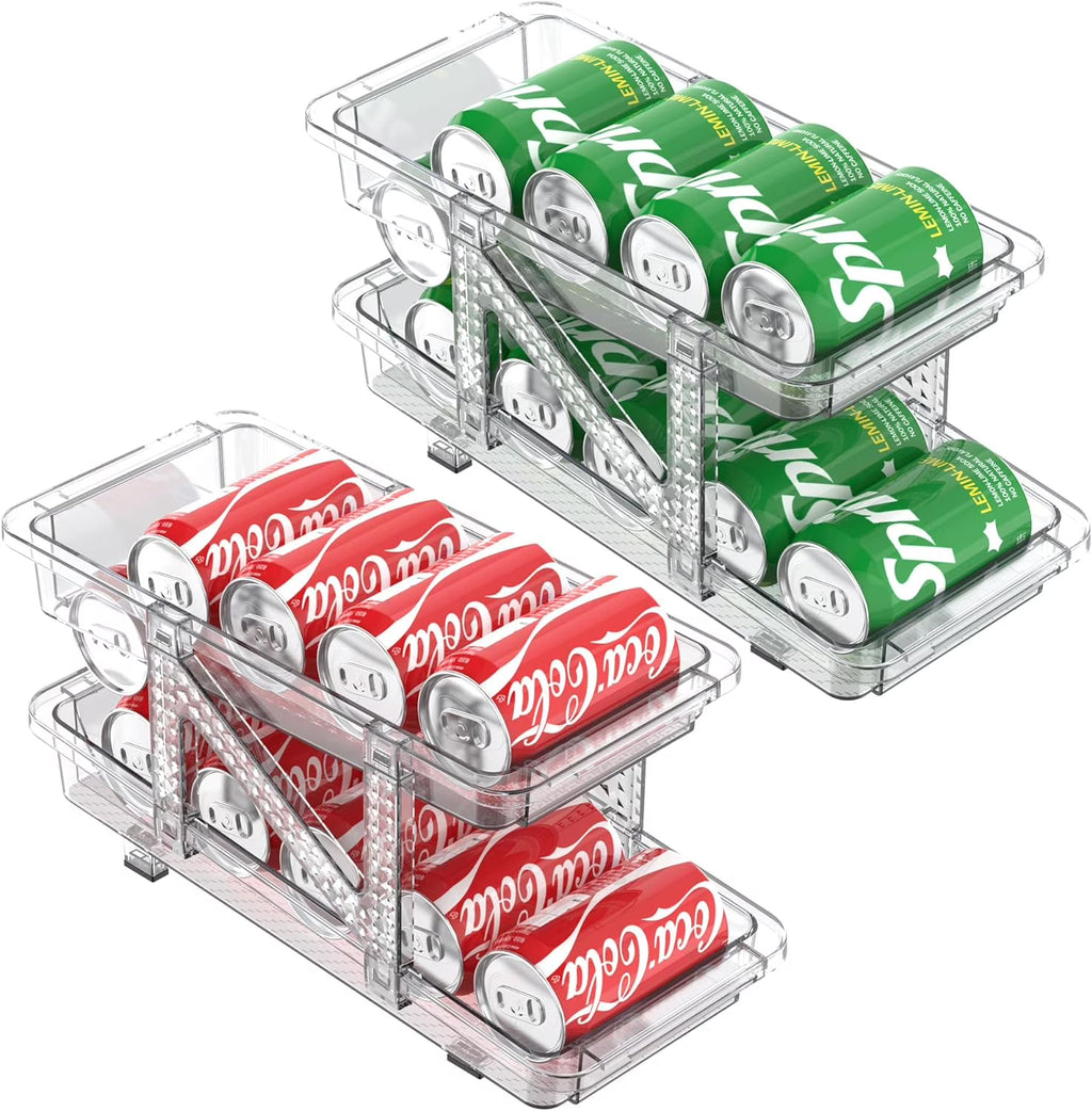 2 Pcs Clear Plastic Beverage Soda Can Organizer for Refrigerator T18039