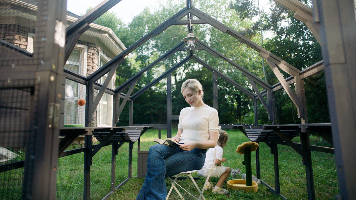110'' Extra Large Wooden Catio Cage with Roof Cover F239