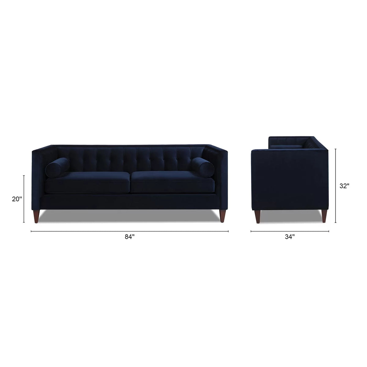 84" Tufted Tuxedo Sofa Cloud White Performance Velvet Q502