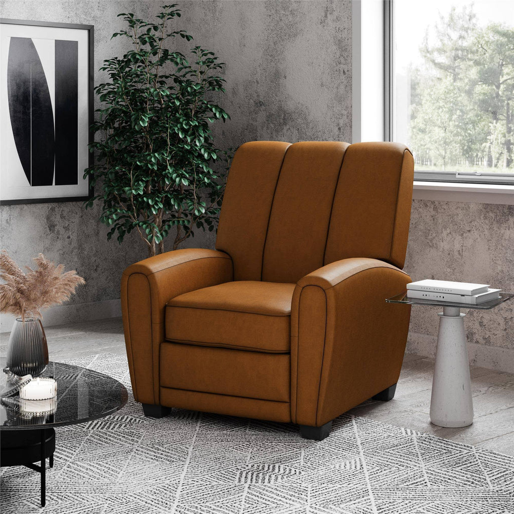 Camel Faux Leather Pushback Recliner U68098