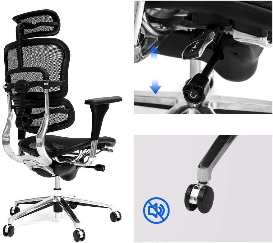 Black Mesh High Back Office Chair with Headrest and Lumbar Support P97832