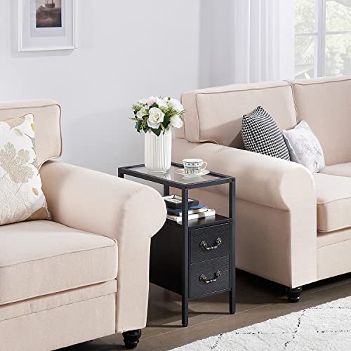 Set of 2 Brown Tall Night Stands with Drawers and Shelf E6716