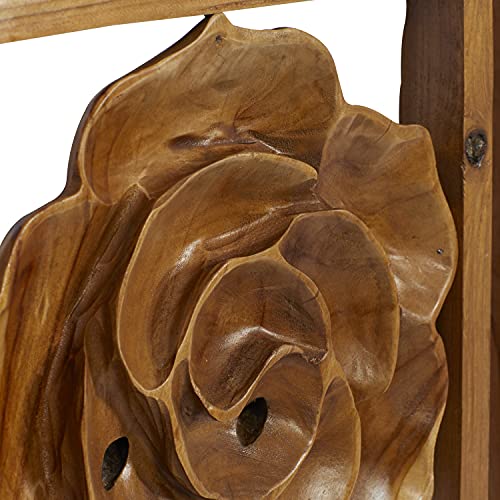 Set of 6 Brown Teak Wood Wall Sculpture E16314