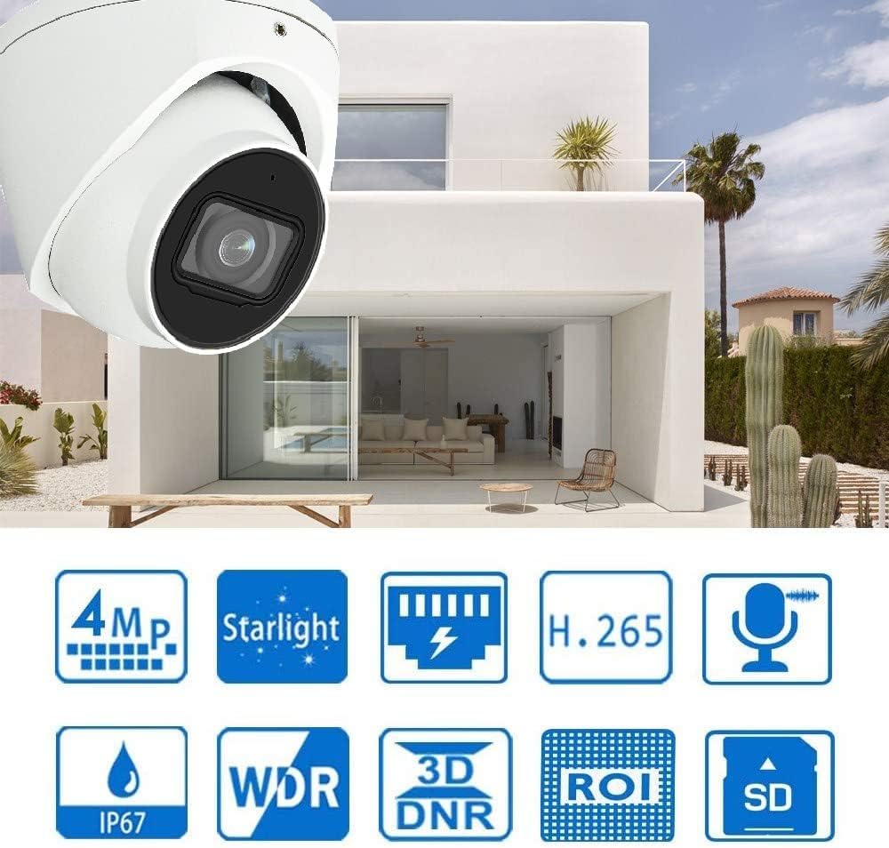 4MP PoE IP Dome Camera with 98ft IR Night Vision C9148
