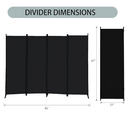 4-Panel White Privacy Screen with Support Foot V8577