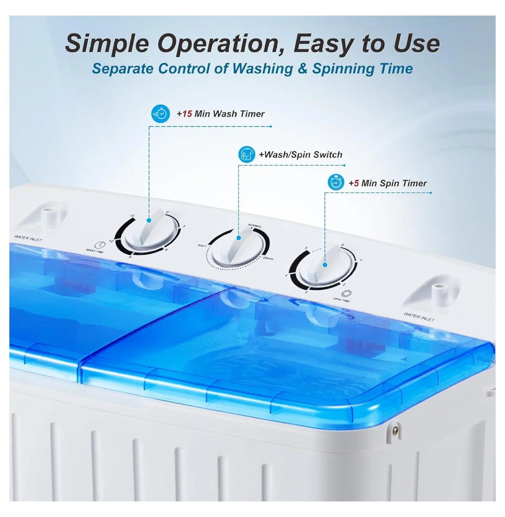 Portable 20lbs Washer and Dryer Combo Black E728