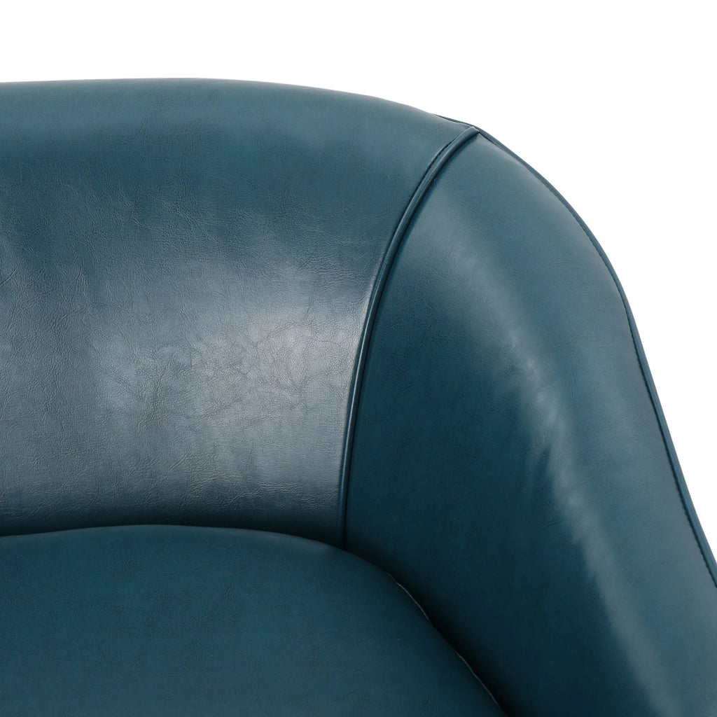 Teal Leather Loveseat J804