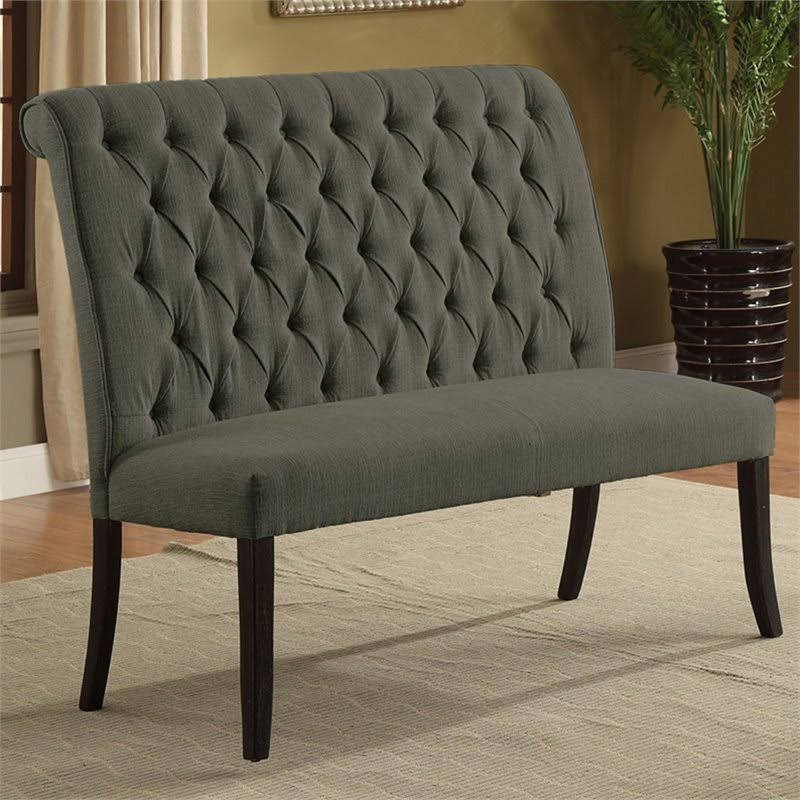 Gray Fabric Tufted Bench E31953